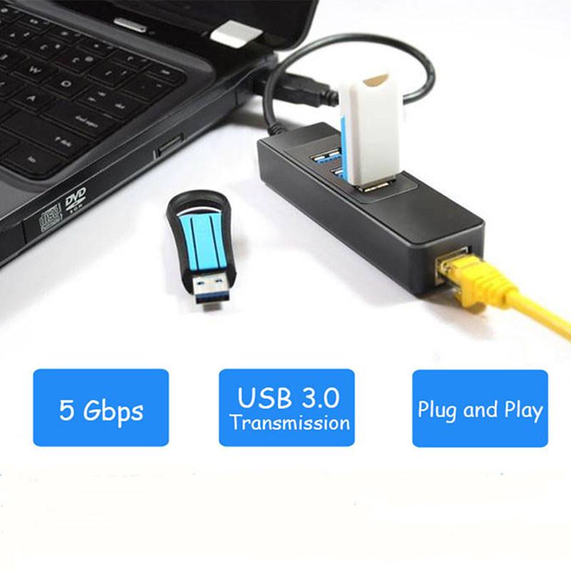 TKA High Speed 3 Ports USB 3.0 Hub 10/100/1000 Mbps To RJ45 Gigabit Ethernet LAN Wired Network Adapter Converter For Windows Mac TKA High Speed 3 Ports USB 3.0 Hub 10/100/1000 Mbps To RJ45 Gigabit Ethernet LAN Wired Network Adapter Converter For Windows Mac